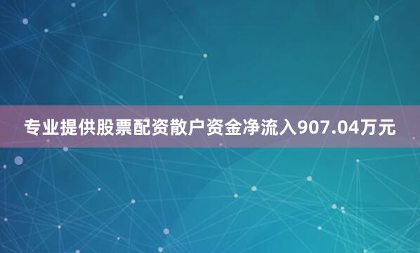 专业提供股票配资散户资金净流入907.04万元